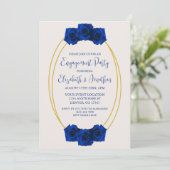 Invitation Royal Blue and Gold Geometry Engagement Party (Debout devant)