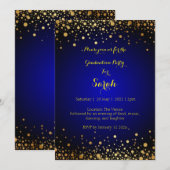 Invitation Royal Blue and Gold Graduation Party (Devant / Derrière)