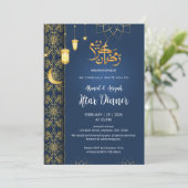 Invitation Royal Blue and Gold Islamic Floral Geometric Iftar (Debout devant)