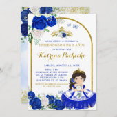 Invitation Royal Blue and Gold Presentació n De Tres Añ os (Devant / Derrière)