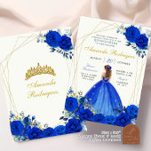 Invitation Royal blue and Gold Royal Crown Mexican Princesse