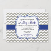 Invitation Royal Blue and Grey Chevron (Devant)