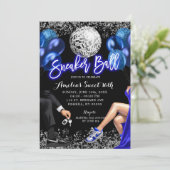 Invitation Royal Blue and Silver Disco Sneaker Ball Birthday (Debout devant)