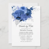 Invitation Royal Blue and Silver Floral Fête des mariées par (Devant)