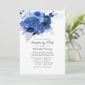 Invitation Royal Blue and Silver Floral Fête des mariées par (Debout devant)