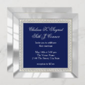 Invitation Royal Blue and Silver Mariage (Devant / Derrière)