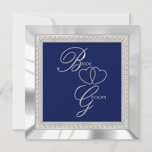 Invitation Royal Blue and Silver Mariage (Dos)