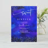 Invitation Royal Blue And Silver Sweet 16 Décorations (Debout devant)