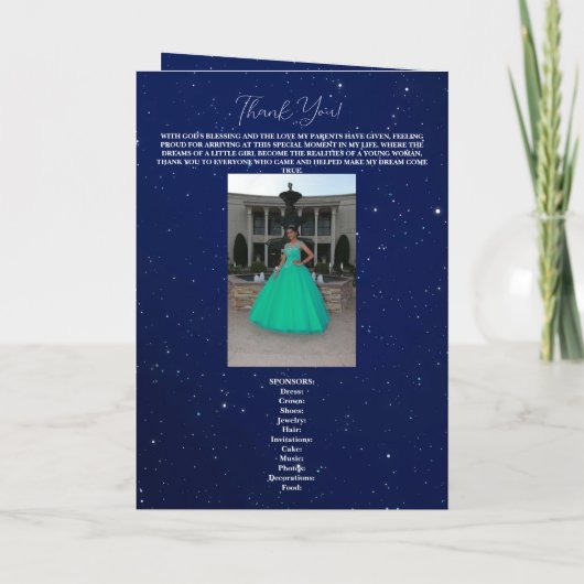 Invitation Royal Blue and Starry Night Quinceanera Program (Dos)