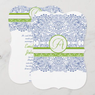 Invitation Royal Blue Apple Green Grey Inséparables Mariage