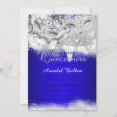 Invitation Royal Blue Argent étincelle Masquerade Quinceanera (Devant)