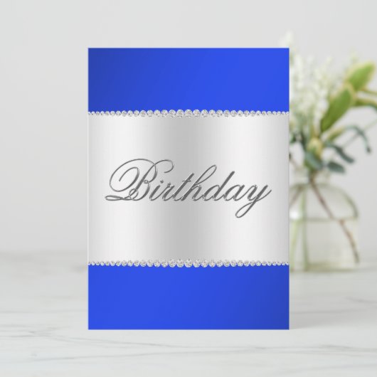 Invitation Royal Blue, Argent & Gems Anniversaire (Debout devant)