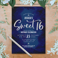 Royal Blue Argent Script Bold Sweet 16 Anniversair