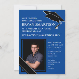 Invitation Royal Blue Black College Trunk Party Photo