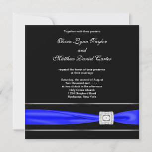 Invitation Royal Blue Black Mariage