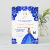 Invitation Royal Blue Blonde Hair Princess Anniversaire (Debout devant)