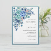 Invitation Royal Blue Botanical Romance Wedding (Debout devant)