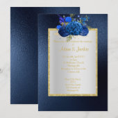 Invitation ROYAL BLUE Bouquet Floral ÉLÉGANT MARIAGE CLASSÉ (Devant / Derrière)