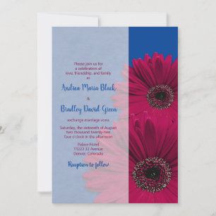 Invitation Royal Blue Bourgogne Gerbera Daisy Mariage