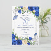Invitation Royal Blue Butterfly Garden Party 80e anniversaire (Debout devant)