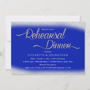 Invitation Royal Blue Calligraphy Dîner de répétition minimal