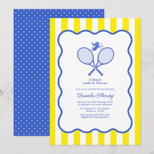 Invitation Royal Blue & Canary Yellow Tennis Enterrement de V