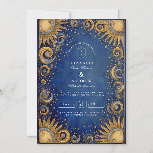 Invitation Royal Blue Celestial Wedding (Devant)