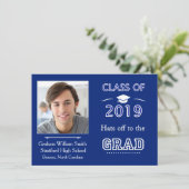 Invitation Royal blue, classe de 2019 Graduation Party Photo (Debout devant)