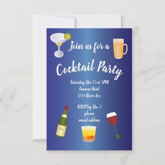 Invitation Royal Blue Cocktail Party (Devant)