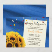 Invitation Royal Blue Confetti Tournesol Parti de retraite (Devant / Derrière)