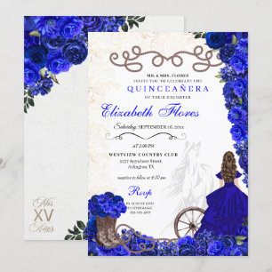 Invitation Royal Blue Cowgirl Ranchero Western Quinceanera