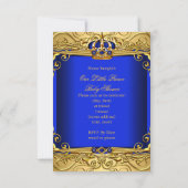 Invitation Royal Blue Damask or Crown Baby shower Garçon PETI (Dos)