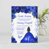 Invitation Royal Blue Dark Skin Princess Sweet Seize (Debout devant)