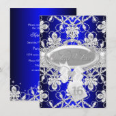 Invitation Royal Blue Diamond Tiara Princess Sweet 16 Invitat (Devant / Derrière)