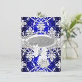 Invitation Royal Blue Diamond Tiara Princess Sweet 16 Invitat (Debout devant)