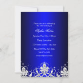 Invitation Royal Blue Diamond Tiara Princess Sweet 16 Invitat (Dos)