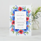 Invitation Royal Blue Dramatic Botanical Wedding (Debout devant)