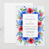 Invitation Royal Blue Dramatic Botanical Wedding (Devant / Derrière)