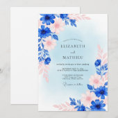 Invitation Royal Blue Dreamy Spring Wedding (Devant / Derrière)