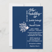 Invitation Royal Blue Elegant Mariage de fleurs blanches (Devant)