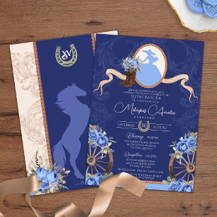 Invitation Royal Blue Elegant Rustic Western Quinceanera