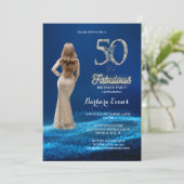 Invitation Royal Blue Et Argent Cinquante Et Fabuleux Anniver (Debout devant)