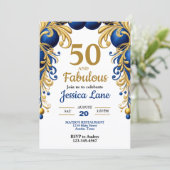 Invitation Royal Blue et Ballons Dorés Anniversaire (Debout devant)
