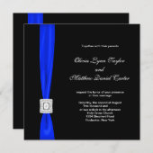 Invitation Royal Blue et Black Mariage (Devant / Derrière)