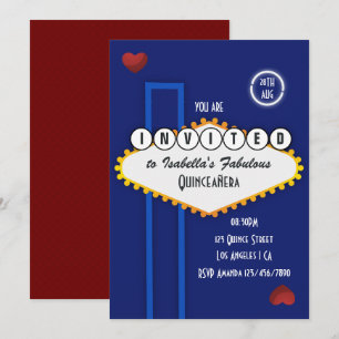 Invitation Royal Blue et Burgundy Quinceañera à Las Vegas