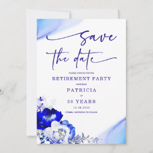 Invitation Royal Blue et Dusty Blue Retraite Enregistrer la D