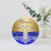 Invitation Royal Blue et Gold Diamond Sweet 16 Party (Debout devant)