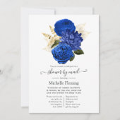 Invitation Royal Blue et Gold Floral Fête des mariées par cou (Devant)