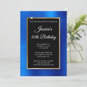 Invitation Royal Blue et Gold Foil Noir 50e anniversaire (Debout devant)