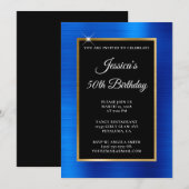 Invitation Royal Blue et Gold Foil Noir 50e anniversaire (Devant / Derrière)